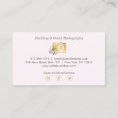 Boheemse gouden camera bloemen roze fotograaf visitekaartje (Achterkant)