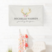 Boheemse gouden geweien met bloemen II Spandoek (Insitu)