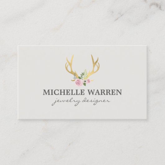 Boheemse gouden geweien met bloemen II Visitekaartje (Voorkant)