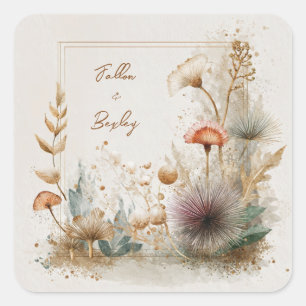 Boheemse Gouden Speldenkussen Botanisch Lijstje Tr Vierkante Sticker
