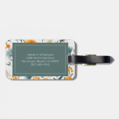 Boheemse Grijs, Salie & Goud Bloemen Monogram Bagagelabel (Achterkant horizontaal)