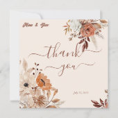 Boheemse grillige herfst rustieke bloemen bedankkaart (Voorkant)