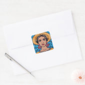 boheemse grillige vrouw vierkante sticker (Envelop)