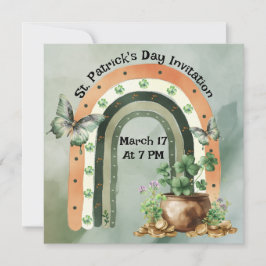 Boheemse groene aquarel regenboogillustratie kaart