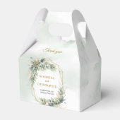 Boheemse groene eucalyptus en gouden bruiloft bedankdoosjes (Achterkant)