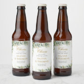 Boheemse groene eucalyptus en gouden bruiloft bier etiket (Flessen)