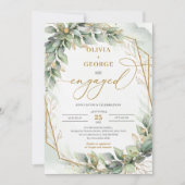 Boheemse groene eucalyptus en gouden verloving kaart (Voorkant)