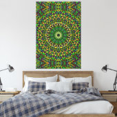 Boheemse Groene Steen Mandala Premium Omwikkeld Canvas Afdruk (Insitu (Slaapkamer))