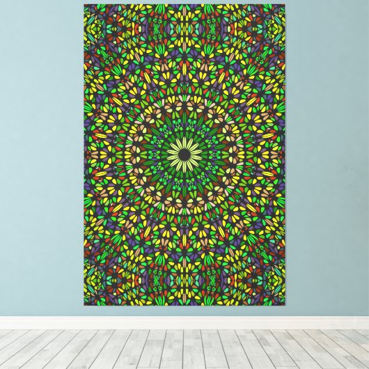 Boheemse Groene Steen Mandala Premium Omwikkeld Canvas Afdruk (Insitu (Houten vloer))
