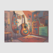 Boheemse Guitar Decoupage Tissue Paper Tissuepapier (Voorkant)