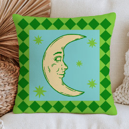 Boheemse Halve Maan Groen Hemels Retro Kussen