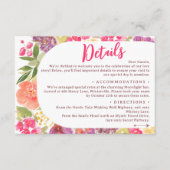 Boheemse heldere florale boog script bruiloft deta informatiekaartje (Voorkant)