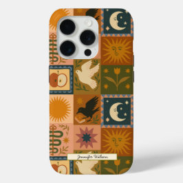 Boheemse hemelse lappendeken met mystieke symbolen iPhone 15 pro case