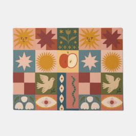 Boheemse hemelse lappendeken met mystieke symbolen deurmat