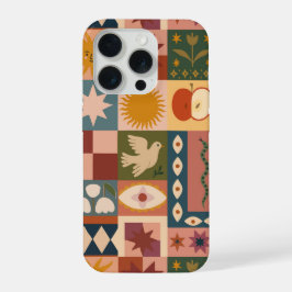 Boheemse hemelse lappendeken met mystieke symbolen iPhone 15 pro case