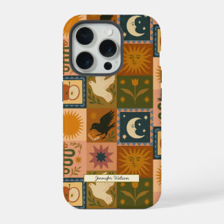 Boheemse hemelse lappendeken met mystieke symbolen iPhone 15 pro case