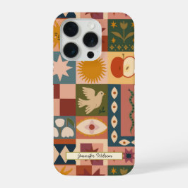 Boheemse hemelse lappendeken met mystieke symbolen iPhone 15 pro case