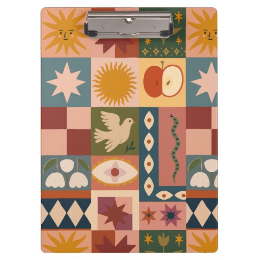 Boheemse hemelse lappendeken met mystieke symbolen klembord (Voorkant)