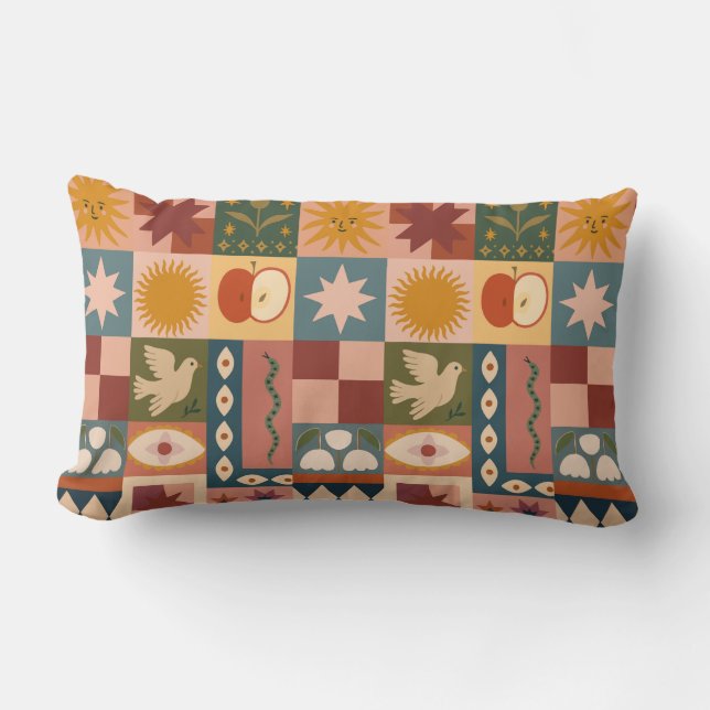 Boheemse hemelse lappendeken met mystieke symbolen kussen (Voorkant)