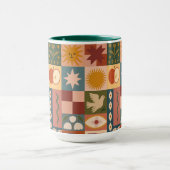 Boheemse hemelse lappendeken met mystieke symbolen mok (Midden)