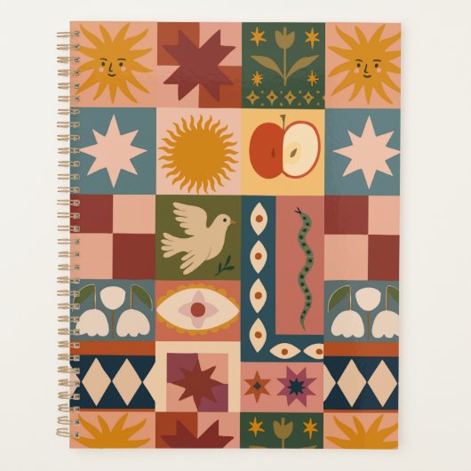 Boheemse hemelse lappendeken met mystieke symbolen planner (Voorkant)