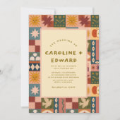 Boheemse hemelse patchwork bruiloft uitnodiging (Voorkant)
