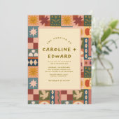 Boheemse hemelse patchwork bruiloft uitnodiging (Staand voorkant)