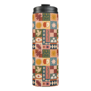 Boheemse Hemelse Patchwork met Mystieke Symbolen Thermosbeker