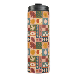 Boheemse Hemelse Patchwork met Mystieke Symbolen Thermosbeker
