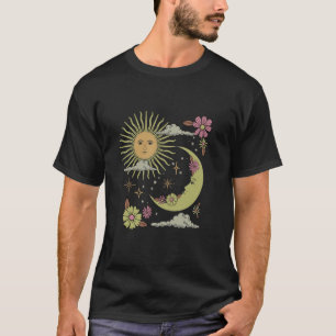 Boheemse Hemelse Zon & Maan Bloem T-shirt