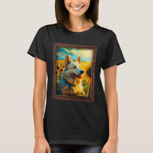 Boheemse herder schilderij zonnebloem bloem mam wo t-shirt