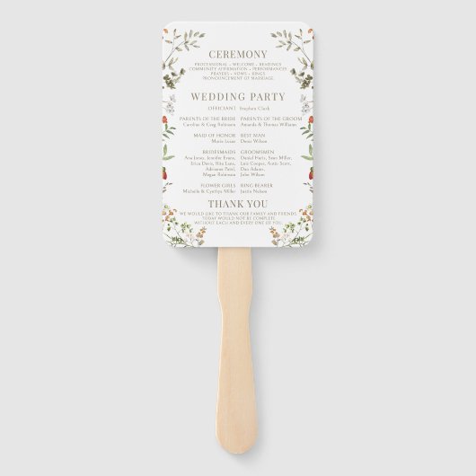 Boheemse herfst bloem herfst bruiloft programma handwaaier (Achterkant)