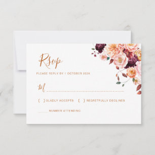 Boheemse herfst Bloemen bruiloft RSVP kaart