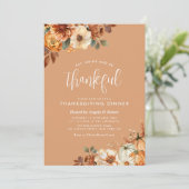 Boheemse herfst Bloemen oranje Thanksgiving Diner Kaart (Staand voorkant)