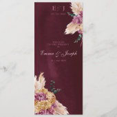 Boheemse Herfst Bourgondië Bloemige Platte Trouw M Menu (Achterkant)