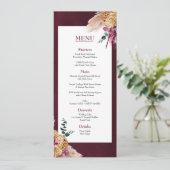 Boheemse Herfst Bourgondië Bloemige Platte Trouw M Menu (Staand voorkant)