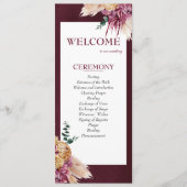 Boheemse Herfst Bourgondië Floral bruiloft program Programmakaart (Voorkant)
