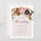 Boheemse Herfst Floral Wedding Kaart (Voorkant)