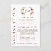 Boheemse Herfst herfst bloemenbruiloft Details Kaa Informatiekaartje (Voorkant)