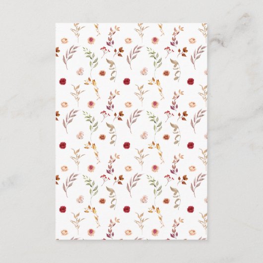 Boheemse Herfst herfst bloemenbruiloft Details Kaa Informatiekaartje (Achterkant)