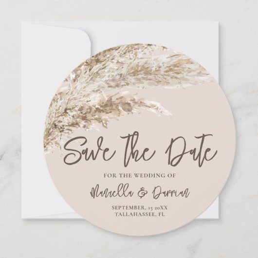 Boheemse Herfst Pampas Grass Save The Date (Voorkant)