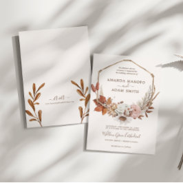 Boheemse herfst Romance Waterverf bruiloft Kaart