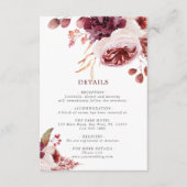 Boheemse Herfst Roos Bloemen Bruiloft Details Informatiekaartje (Voorkant)