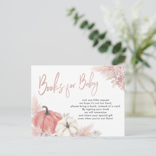 Boheemse Herfst Verliefd Pompoen Boeken voor Baby Uitnodiging Briefkaart (Staand voorkant)