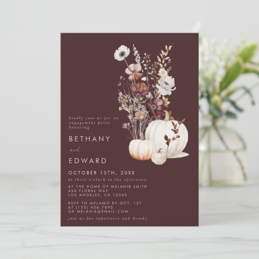 Boheemse herfst verlovingsfeest kaart (Staand voorkant)