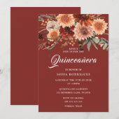 Boheemse Herfst Zomer Bloemen Terracotta Quinceane Kaart (Voorkant / Achterkant)