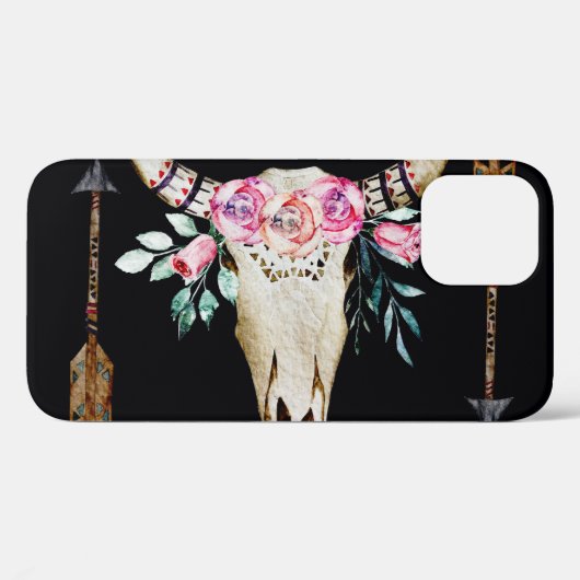 Boheemse herten schedel Waterverf Kunst Case-Mate iPhone Case (Achterkant (horizontaal))