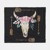 Boheemse herten schedel Waterverf Kunst Fleece Deken (Voorkant (Horizontaal))
