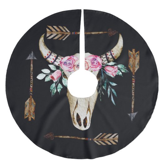 Boheemse herten schedel Waterverf Kunst Kerstboom Rok (Voorkant)