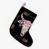 Boheemse herten schedel Waterverf Kunst Kleine Kerstsok (Voorkant (Hangend))